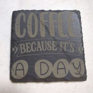 Set of 4 slate engraved coffee coasters